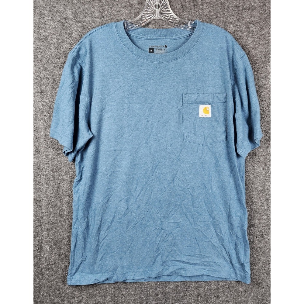 Carhartt Pocket T-Shirt Mens Medium Blue Relaxed Fit TK3296-M Short Sleeve
